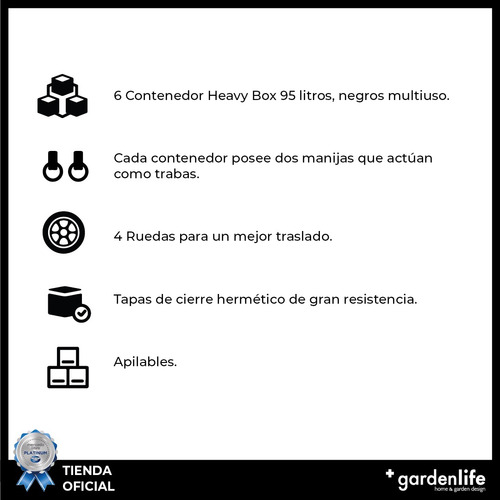 Cajas Organizadoras Heavy Box 95 Lts 5 + 1 De Regalo