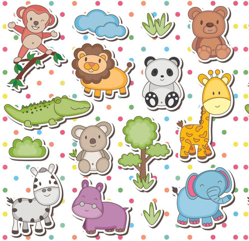 Papel De Parede Adesivo Quarto Floresta  Animais 3.5m