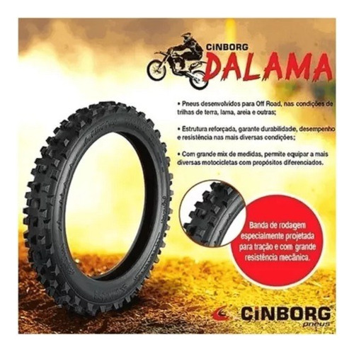 Pneu Cross 90/90-19 52p Cinborg Dalama Uso Com Câmara