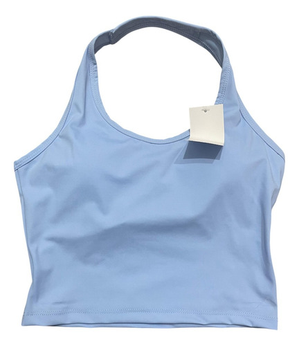 Crop Top Halter Copas Deportivo Dama Inspo Lulu Lemon Negro Azul Claro Serigrafía Unitalla