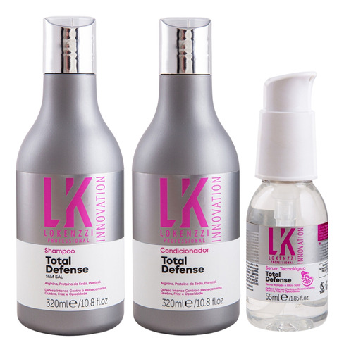 Kit Lokenzzi Total Defense Shampoo + Condicionador + Serum