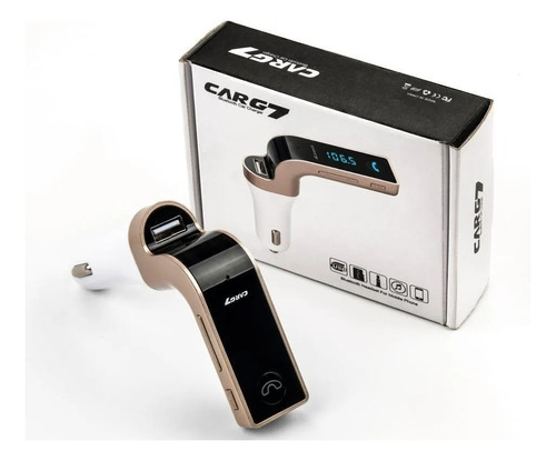 Receptor Bluetooth Cargador Usb Auto Fm Manos Libres Carg7 Color Dorado