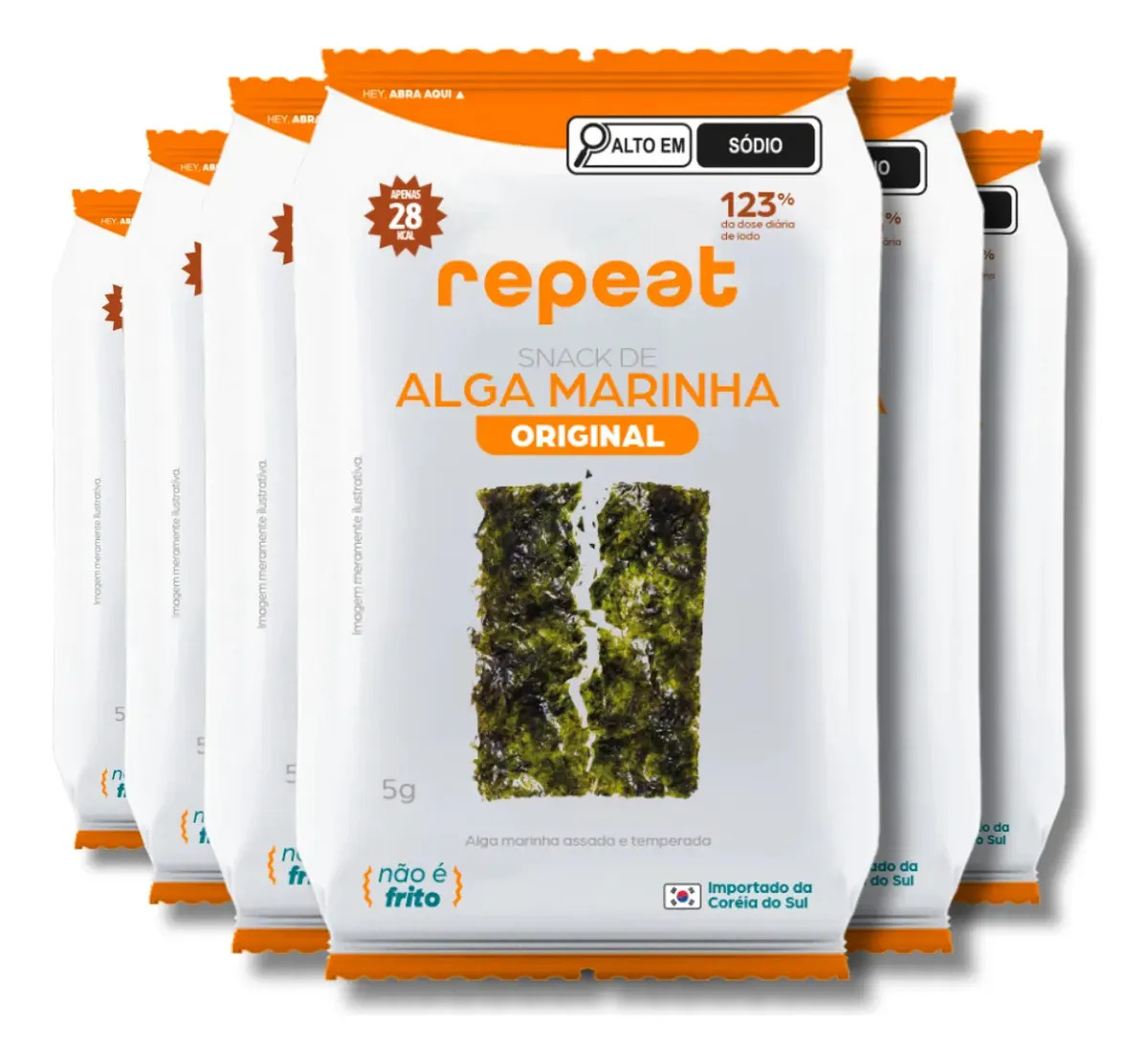 Kit 6x: Snack De Alga Marinha Tradicional Repeat 5g