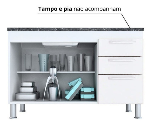 Imagem 4 de 4 de Balcão De Pia Gêmeos 1,20 - Branco