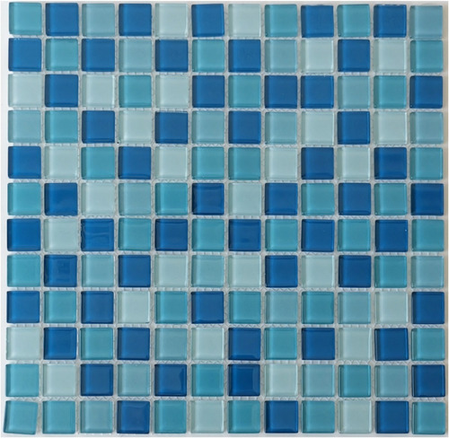 6 X Malla Mosaico Decorativa Cenefa En Vidrio Azul