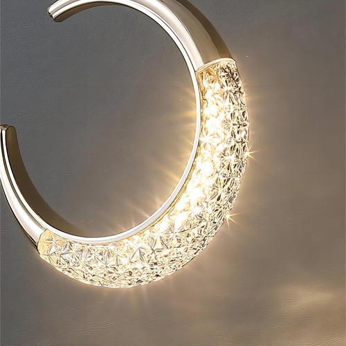 Luminária Pendente Cristal Meia Lua Minguante Crescente Led Cor Dourado 110v/220v