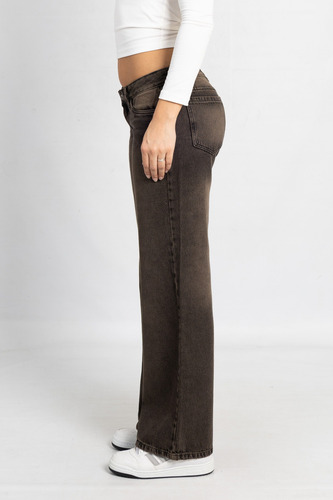 Jean Wide Leg Gris Chocolate Marron