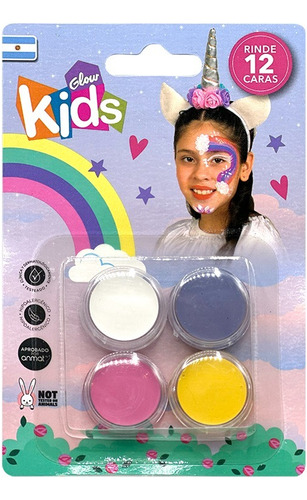 Blister X 4 Unidades Maquillaje Infantil Artístico Glow Kids