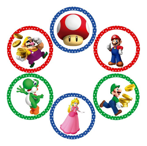 18 Obleas Comestibles 5 Cm Mario Bros
