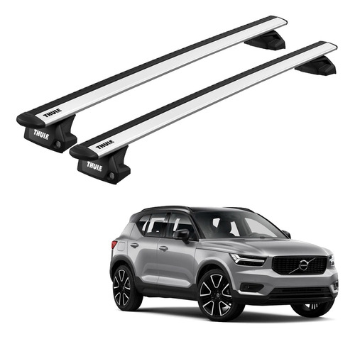 Rack Thule Alumínio Wingbar Prata Volvo Xc 40 2018 Em Diante