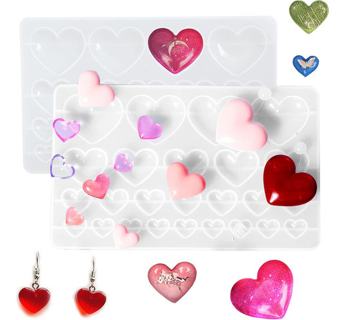 Szecl 2 Moldes De Silicona Con Forma De Corazón De 25 Cavida