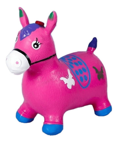 Cavalinho Upa Upa Brinquedo Pula Pula Musical Cavalinho Cor Azul Forma Rosa