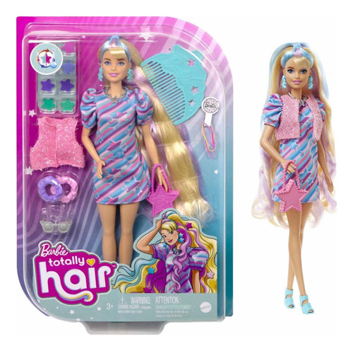 Muñeca Barbie Totally Hair Look Estrellas 15 Accesorios 30cm