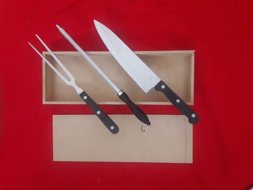Set Cubiertos Para Asado: Cuchilla+trinchante+chaira+caja