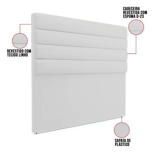 Cabeceira California Cama Box King 190 Cm Linho Cor A05 Cinza