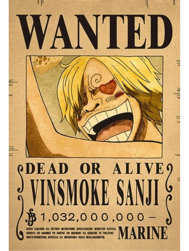 Anime Wanted Cuadro 29x19 Mdf One Piece Sanji 1.032.000.000