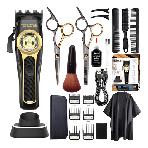 Kemei 2373 Máquina Para Cortar Cabello Con Motor Vectorial Color Negro/dorado
