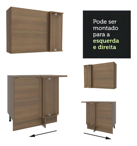 Armário Cozinha Completa De Canto 499cm Stella Madesa 03 R Cor Rustic