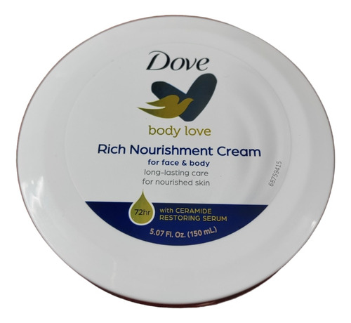 Crema Nutritiva Rica Dove Corporal Manos Y Facial 72h 150ml