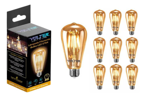 Kit 20 Lâmpada Led Filamento Retrô Volter St64 4w 2200k 360lm Cor Branco-quente