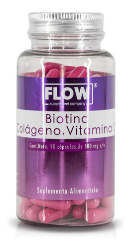 Biotina Colágeno Vitamina C 90 Cápsulas Flow Sin sabor
