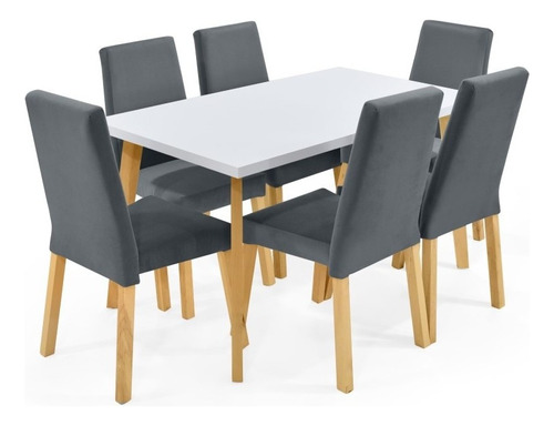 Set De Comedor Lugo Matiz 6p Sillas Galicia Diseño De La Tela De Las Sillas Gris