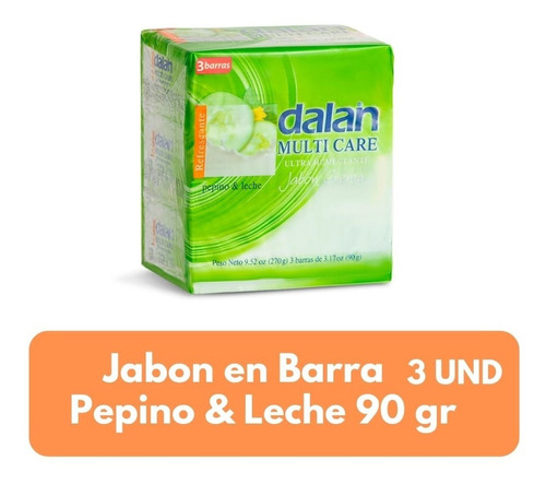 Imagen 1 de 3 de Jabón En Barra Dalan Pepino & Milk 3pack Bulto 24 Paq 90gr 