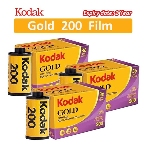 3 Rollos De Película Kodak Gold 200 Color 35 Mm Para M35/m38