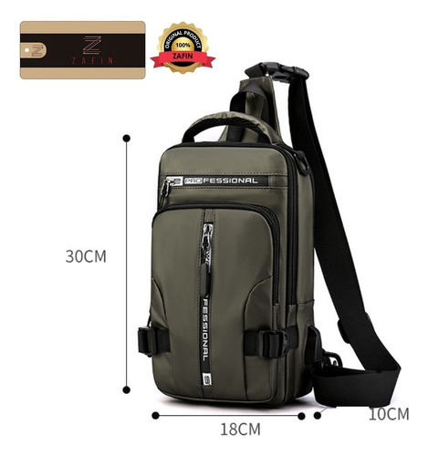 Mochila Transversal De Peito Mini Impermeável Pochete Viagem Bolsa Multifuncional Masculina Zafin Cor Preto