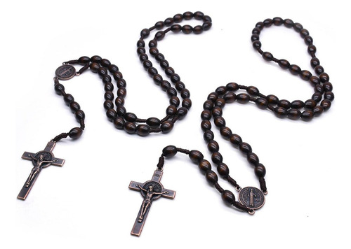 Collar Rosario Con Crucifijo Rosarios De Madera Católicos