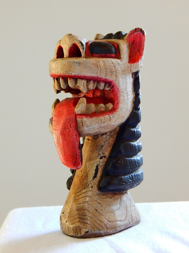 Escultura En Madera Tallada Dragon Con Lengua