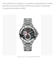 Comprar Reloj Tag Heuer Formula 1 Grand Date Indy 500, Ref. Cah101a