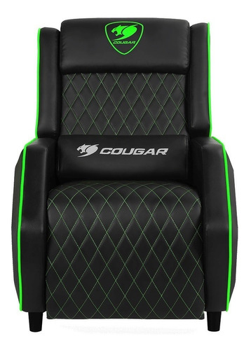 Imagen 1 de 4 de Silla de escritorio Cougar Ranger gamer  negra y verde con tapizado de cuero sintético
