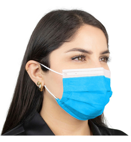 30 Mascarillas Cubrebocas De 4 Capas Transpirable Calidad Color Saphire Blue