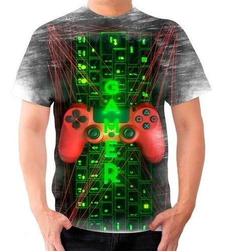 Camiseta Camisa Gamer Joy Stic Ps Jogos Teclado Mecanico