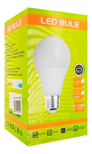 Pack 5 Ampolletas Led 9w Lampara E27 Bombilla Luz Fria