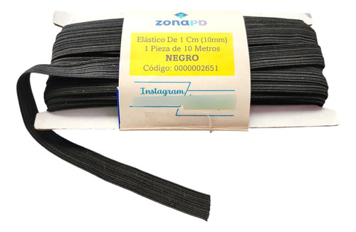 Elástico Negro De 1 Cm Pieza De 10 Metros (10mm)