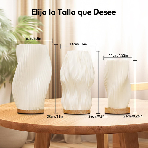 Lámpara De Mesa Noche Regulable 3 Colores Led Usb Grande