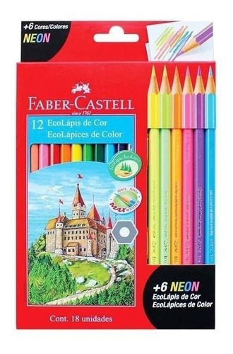 Lapices Pinturitas Faber Castell 12 Colores + 6 Colores Neon