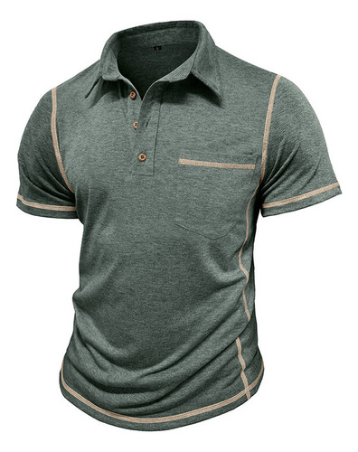 Camisa Transpirable De Manga Corta Con Bolsillos De Moda