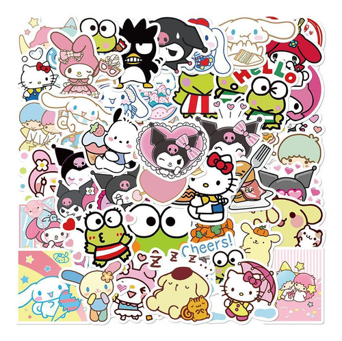 Kuromi Sanrio 100 Calcomanias Stickers Pvc Hello Kitty