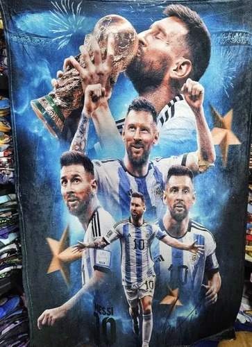 Cobija Estilo ( Frazada) Messi Azul Super Suave Y Caliente