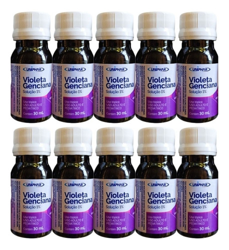 Kit Com 10 Violeta Genciana Solução 1% 30ml Cada Uniphar