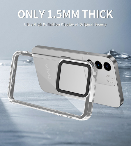 Funda Gran Agujero De La Lente + Mica Cristal 2x Para Celulares Carcasas Transparente/negro Vivo V30 Lite 5g