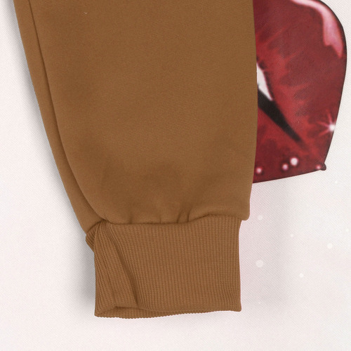 Top De Manga Larga De Forro Polar Con Estampado De Labios Ra