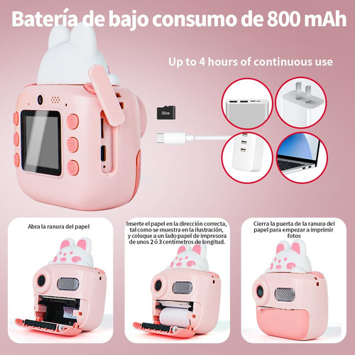 Cámara Para Niños Con Impresión Instantánea De32g 48 Mp Y