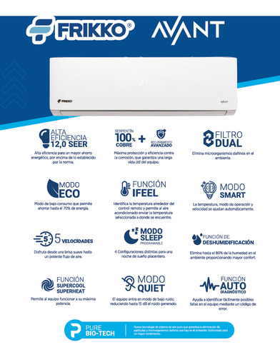 Minisplit Frikko Avant Frio/calor 110v 1ton Aire Acondiciona