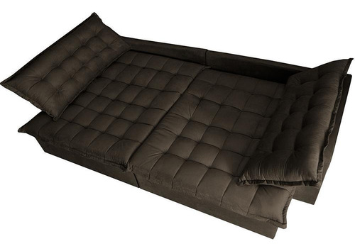 Sofá Retrátil Reclinável E Cama 2,35m Cama Inbox Flex. Suede Cor Café Desenho do tecido Liso