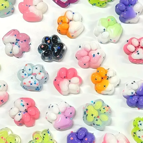 10 Mini Squishys De Patitas De Gato - Juguetes Sensoriales Antiestrés De TPR | Color Aleatorio, 3 Cm, Para Niños Y Adultos
