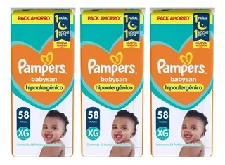 174 Pañales Pampers Babysan Xg Extra Grande (3 Packs X 58 U)